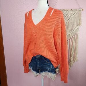 Nine West | Ribbed Knit Orange Sweater XL